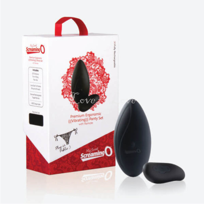 Screaming O My Secret Premium Ergonomic Vibrating Remote Panty Set Black