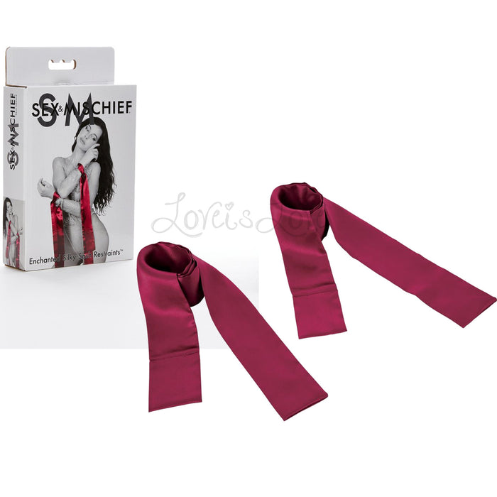 Sex & Mischief Enchanted Silky Sash Restraints Burgundy