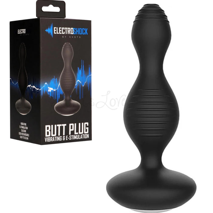 Shots Electroshock E-Stimulation Vibrating Buttplug Black