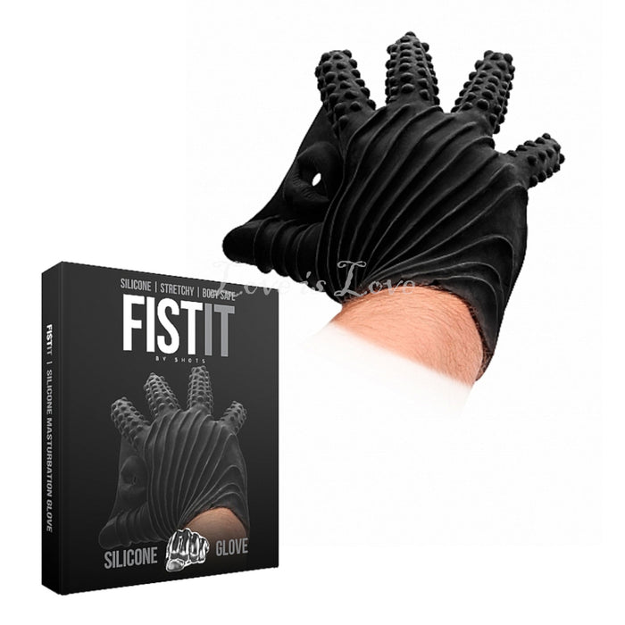 Shots Fist It Silicone Masturbation Glove Black