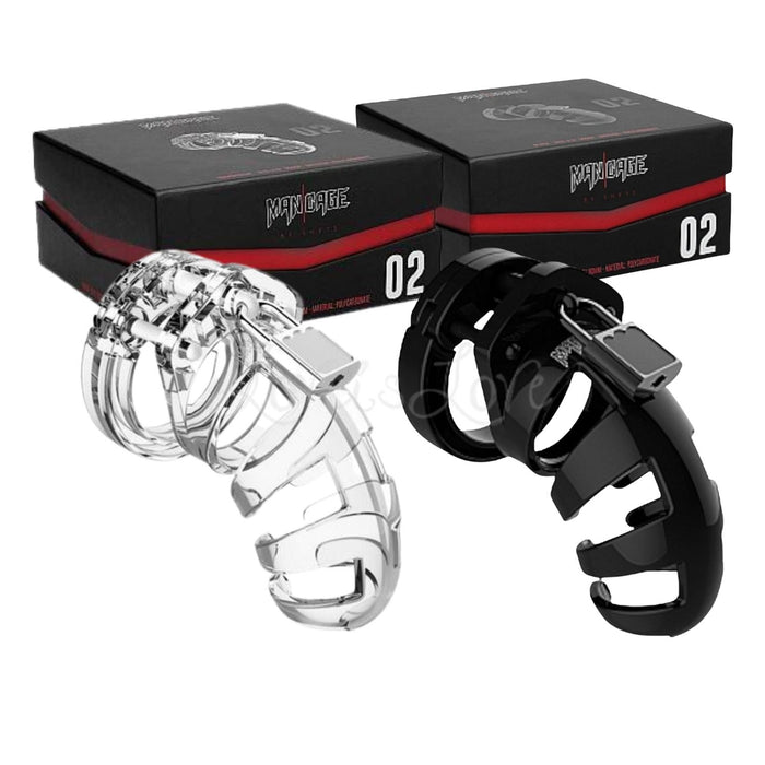 Shots Mancage Chastity Cage Model 02 Black or Clear 3.5 inches in length (Authorized Dealer)