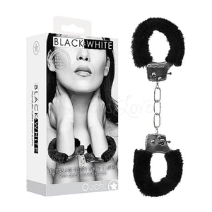 Shots Ouch Black & White Collection Beginner Furry Wrist Cuffs  love is love buy sex toys in singapore u4ria loveislove