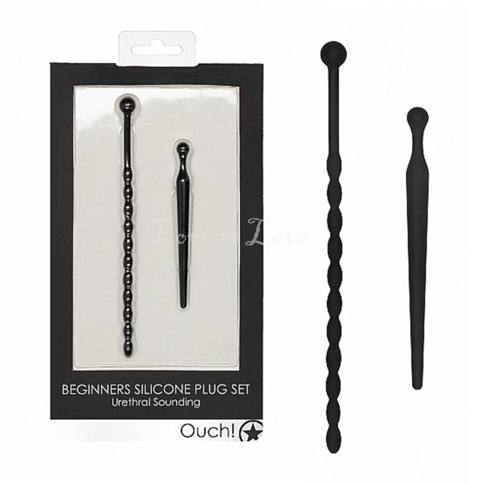 Shots Ouch Silicone Beginners Plug Set Urethral Sounding Black