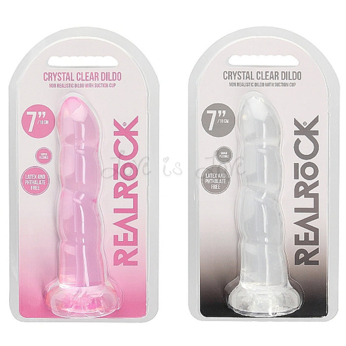 Shots RealRock Crystal Clear Non-Realistic Dildo With Suction Cup 7 Inch
