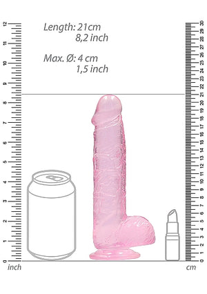 Shots RealRock Crystal Clear Realistic Dildo With Balls and Suction Cup 8 Inch or 9 Inch