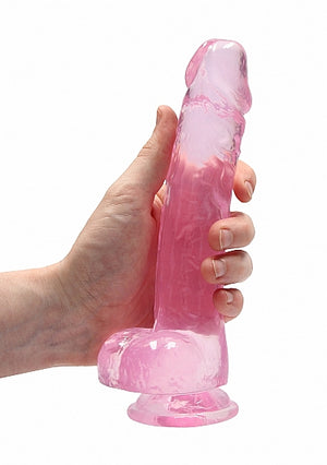 Shots RealRock Crystal Clear Realistic Dildo With Balls and Suction Cup 8 Inch or 9 Inch