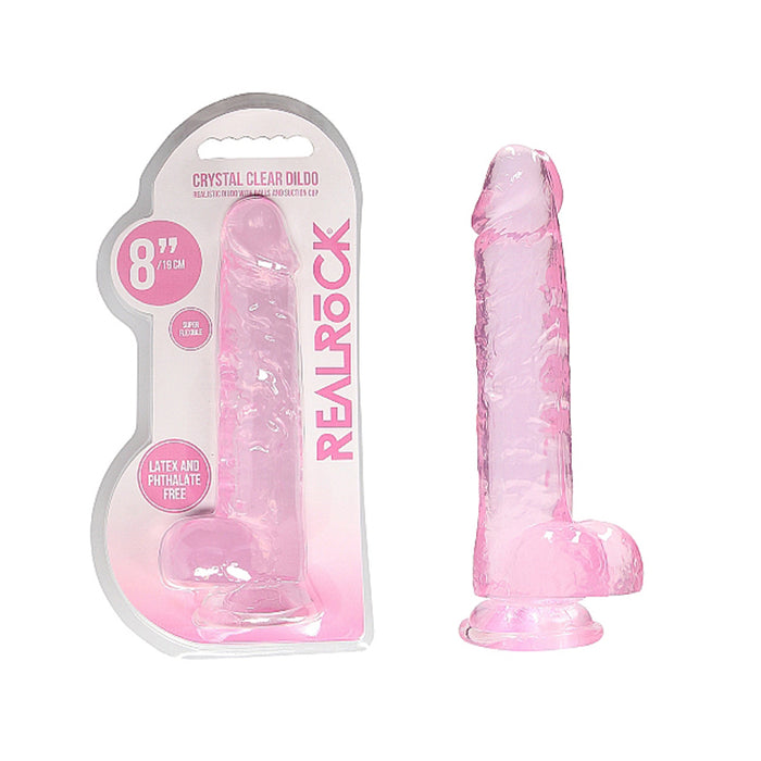 Shots RealRock Crystal Clear Realistic Dildo With Balls and Suction Cup 8 Inch or 9 Inch