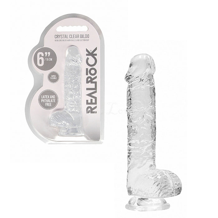 Shots RealRock Realistic Dildo With Balls Transparent