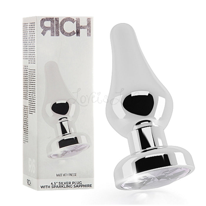 Shots Rich R6 Silver Plug 4.5 Inch With Clear Sapphire