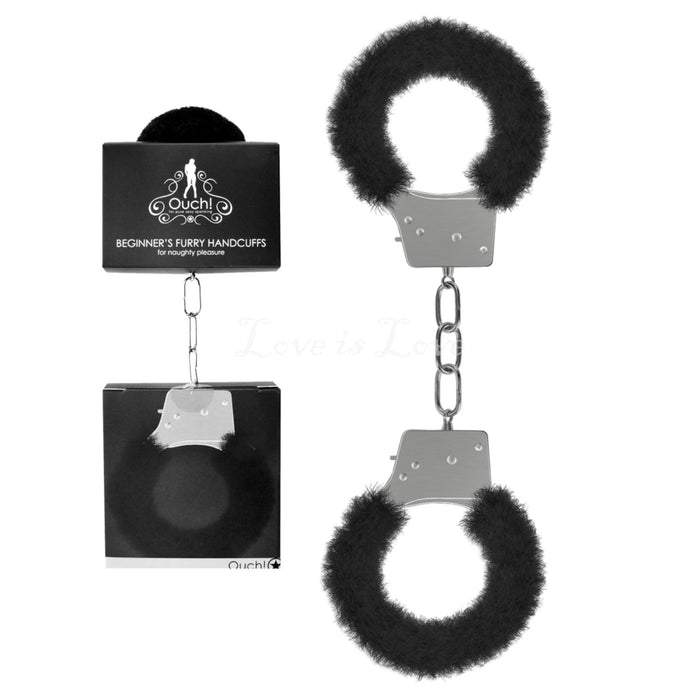 Shots Ouch! Beginner's Handcuffs Furry Black