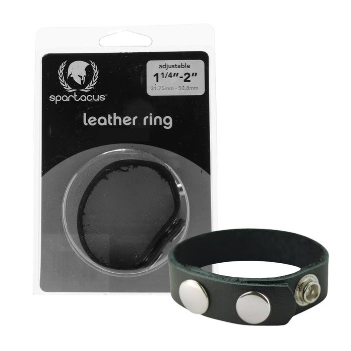 Spartacus Original Oiltan Leather Adjustable Cock Ring With Snap Fastener in Black