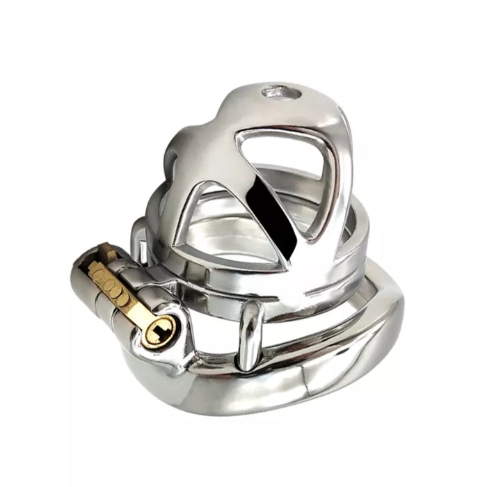 Stainless Steel Curved Ring Chastity Cock Cage #48C with 45 mm Ring