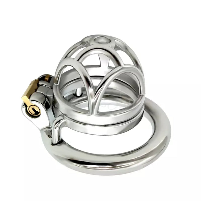 Stainless Steel Short Lock Chastity Cock Cage #49 with 45 mm Ring