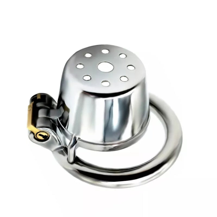 Stainless Steel Small Anti Pull-out Chastity Cage #80 with 45 mm Ring