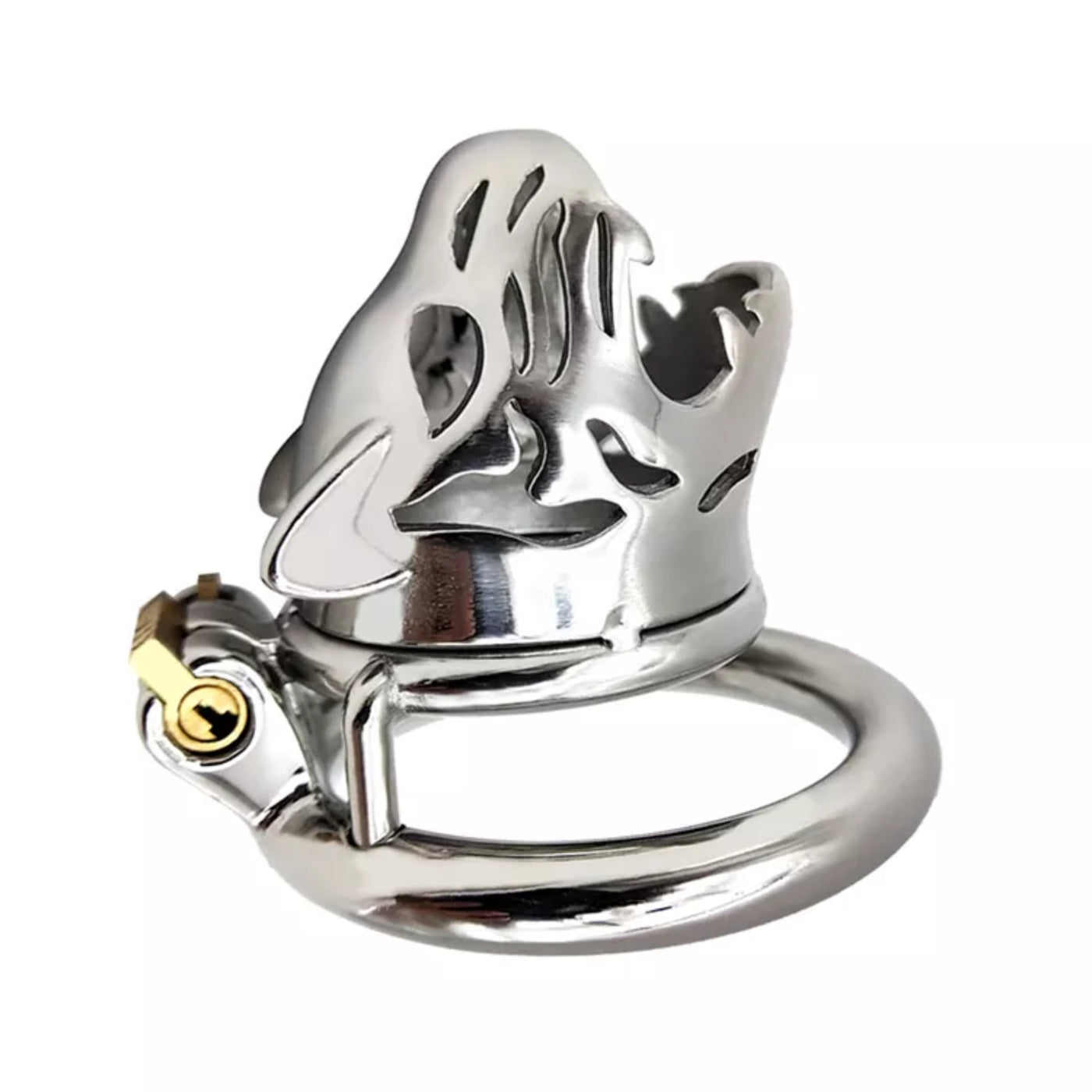 Stainless Steel Tiger Head Chastity Cock Cage #36 with 45 mm Ring