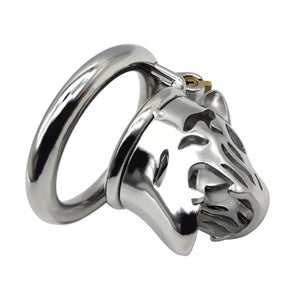 Stainless Steel Tiger Head Chastity Cock Cage with 45 mm Ring love is love buy sex toys singapore u4ria