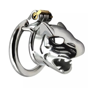Stainless Steel Tiger Head Chastity Cock Cage with 45 mm Ring love is love buy sex toys singapore u4ria