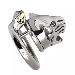 Stainless Steel Tiger Head Chastity Cock Cage with 45 mm Ring love is love buy sex toys singapore u4ria