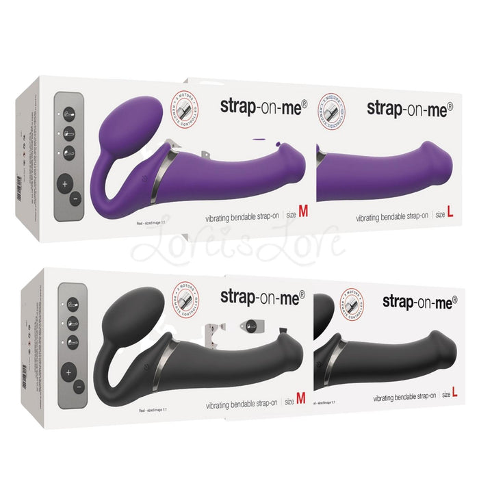 Strap-On-Me Remote Control Vibrating 3 Motors Strap On Black or Purple Size M or L