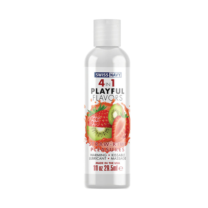 Swiss Navy 4 In 1 Playful Flavors Strawberry/Kiwi Pleasure Warming Water Based Lubricant 1 fl oz 29.5 ml