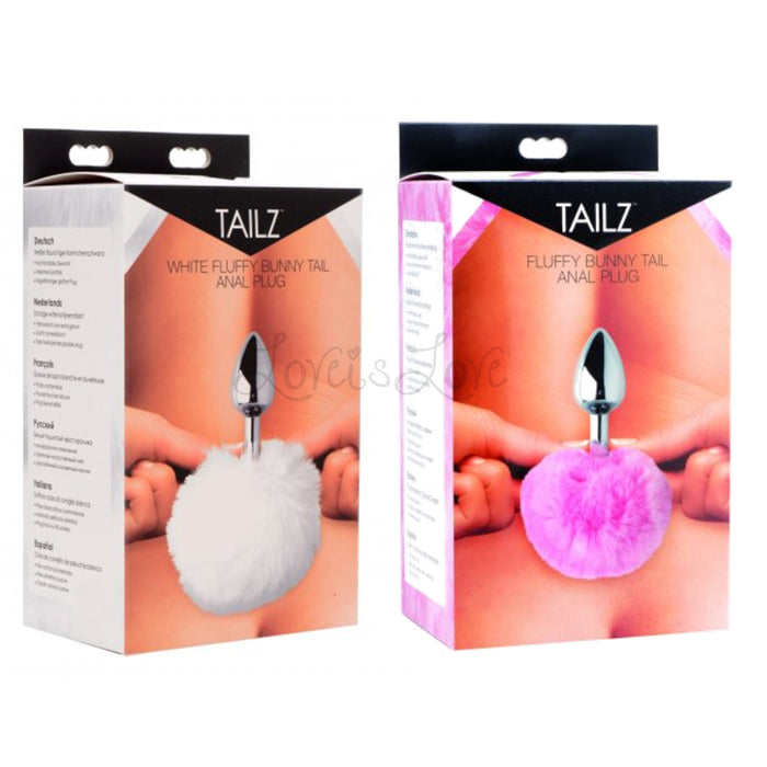 Tailz White Fluffy Bunny Tail Anal Plug Metal White or Pink (Authorized Dealer)