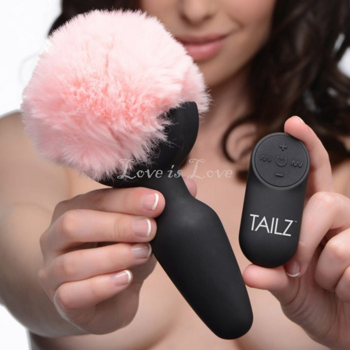 Tailz Vibrating Pink Bunny Tail Anal Plug (Authorized Dealer)