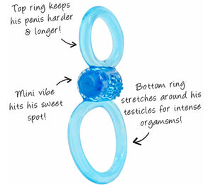 The Screaming O Ofinity Plus Vibrating Double Erection Ring Blue