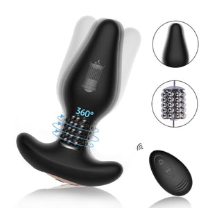 Tracy's Dog Carl Large Vibrating Remote Controlled Anal Plug with 360 Degree Rotating Beads in Black Buy in Singapore Loveislove U4Ria