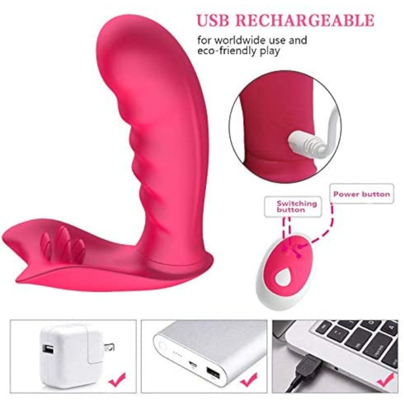 Tracy's Dog Wearable Butterfly Remote Control Vibrator Pink Love is Love Tracy's Dog Wearable Butterfly Remote Control Vibrator Pink Love is Love