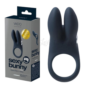 Vedo Sexy Bunny Rechargeable Vibrating C-Ring 10 Vibration Mode Black Pearl Buy in Singapore LoveisLove U4Ria 