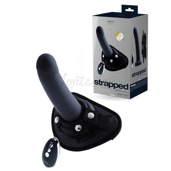 Vedo Strapped Rechargeable Vibrating Strap-On Dildo Just Black