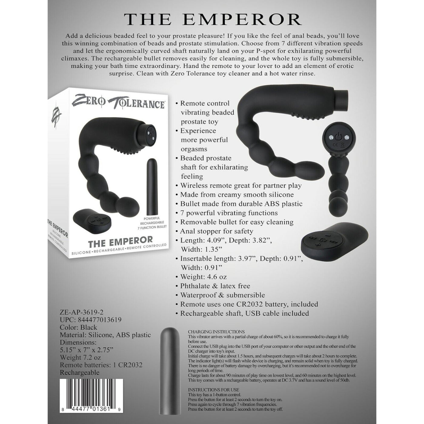 Zero Tolerance The Emperor Remote-Controlled Beaded Prostate Massager Love is Love Zero Tolerance The Emperor Remote-Controlled Beaded Prostate Massager Love is Love