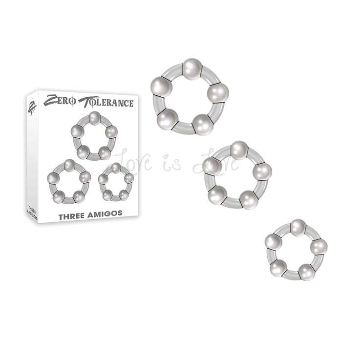 Zero Tolerance Three Amigos Cock Ring Set of Three Smoke