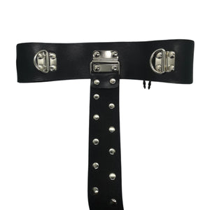 Adjustable PU Leather Neck to Wrist Restraints with Cuffs Behind Back