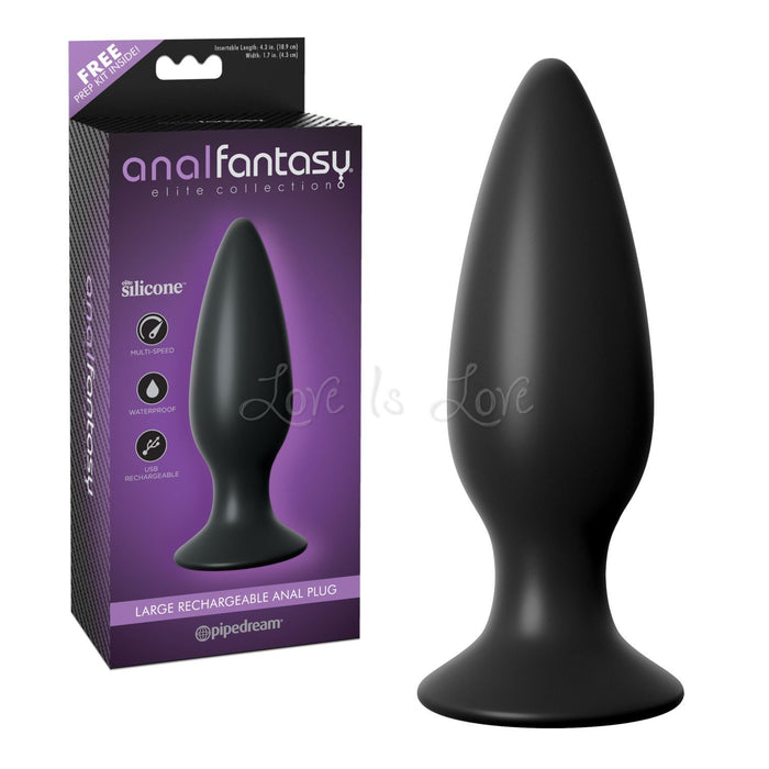 Anal Fantasy Elite Collection Large Rechargeable Anal Plug Black