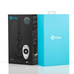 B-Vibe Remote Control Cinco Anal Beads Black Anal - Premium Luxury Anal Toys b-Vibe 