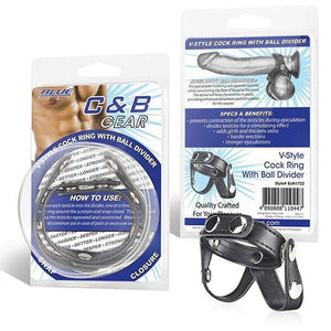 Blueline C&B Gear V-Style Cock Ring With Ball Divider (Newly Replenished on Jan 19) Bondage - Cock & Ball Gear Electric Eel Inc 