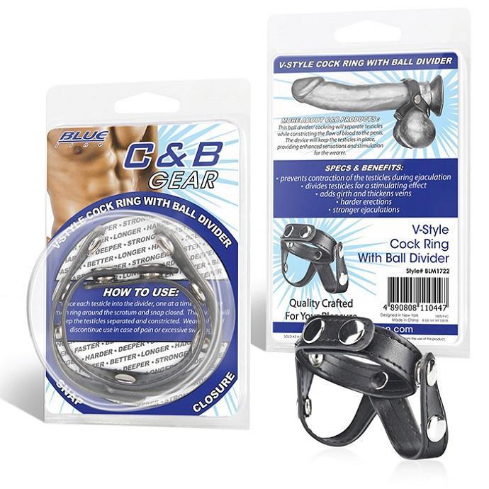 Blueline C&B Gear V-Style Cock Ring With Ball Divider