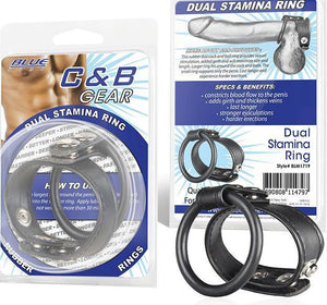 Blueline Cock And Ball Gear Dual Stamina Ring Bondage - Cock & Ball Gear Electric Eel Inc 