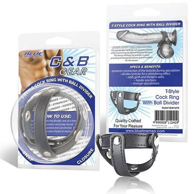Blueline Cock And Ball Gear T-Style Cock Ring With Ball Divider (Popular and Valued Buy T-Style Cock Ring)