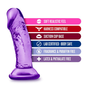 Blush Novelties B Yours Sweet N Small 4 Inch Dildo with Suction Cup Purple Dildos - Suction Cup Dildos Blush Novelties 