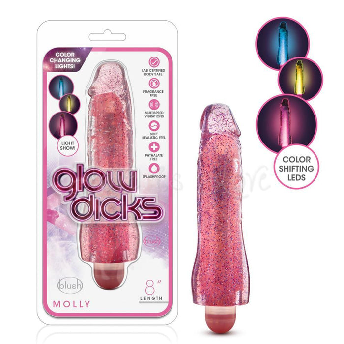 Blush Glow Dicks Molly Glitter Vibrator Pink