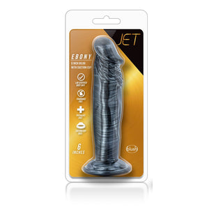 Blush Novelties Jet Ebony 6 Inch Dildo with Suction Cup Carbon Metallic Black Dildos - Suction Cup Dildos Blush Novelties 