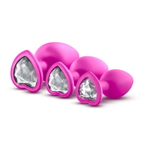 Blush Novelties Luxe Bling Plugs Training Kit Pink With White Gems ( Newly Replenished on Nov 18 ) Anal - Anal Trainer Kits Blush Novelties 