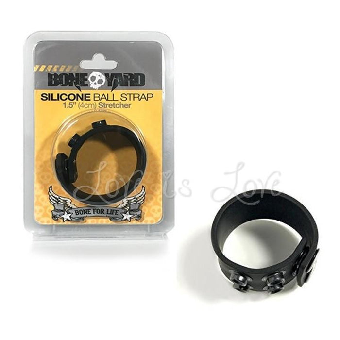 Boneyard Silicone Ball Strap 1.5 Inch 4 CM Stretcher Black (Bone For Life)