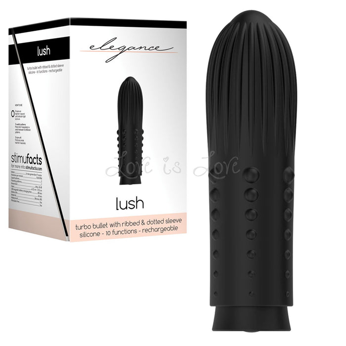 Shots Elegance Turbo Rechargeable Bullet Lush Black (Extremely Powerful)