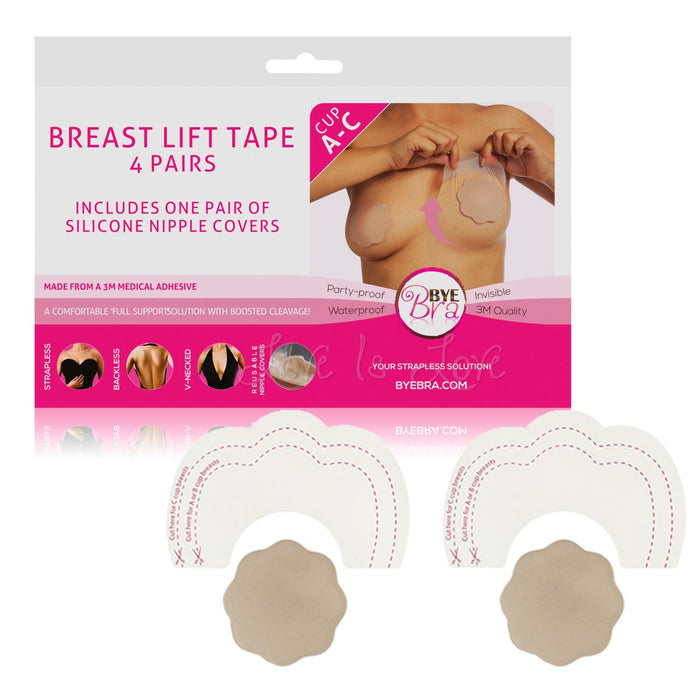 Bye Bra Breast Lift & Silicone Nipple Covers A-C Nude 4 Pairs