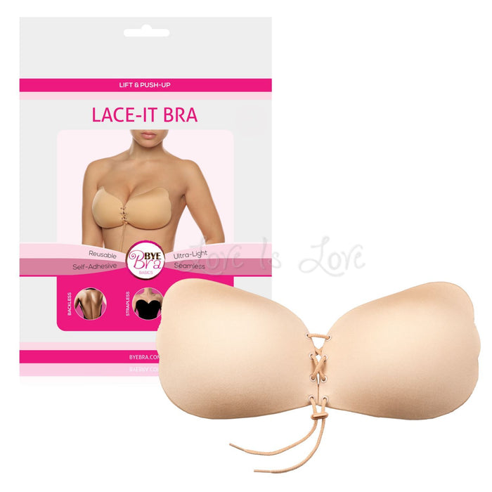 Bye Bra Lace-It Bra Self-Adhesive Lift and Push-Up Size Cup A or B or C in Nude