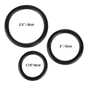 CalExotics Black Rubber Ring 1.25 In Small or 1.5 inch Medium or 2 Inch Large (New Packaging) For Him - Cock Rings Calexotics 