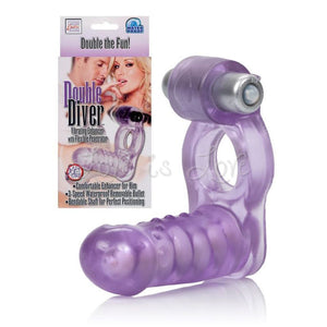 CalExotics Double Diver Vibrating Enhancer With Flexible Penetrator [Clearance] Cock Rings - Vibrating Cock Rings Calexotics 